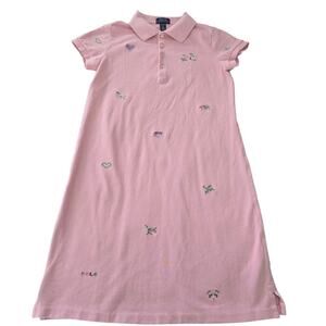 Polo Ralph Lauren Girls Pink Polo Dress Hearts Embroidered Sz L Vacation Resort